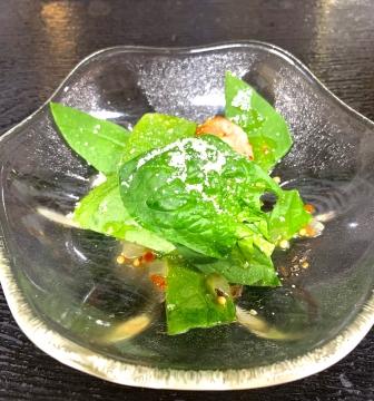 寒締めほうれん草とホタテのカルパッチョ