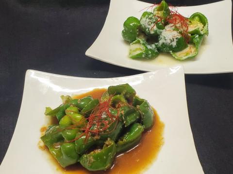 揚げピーマンの塩麹/醤油麹あえ
